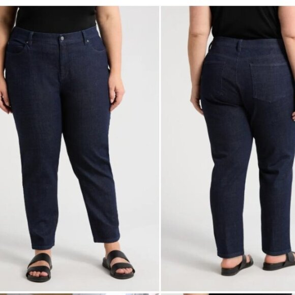 Eileen Fisher Dark Wash Straight Leg Denim Jean Size 18 Regular #14 - Picture 1 of 6